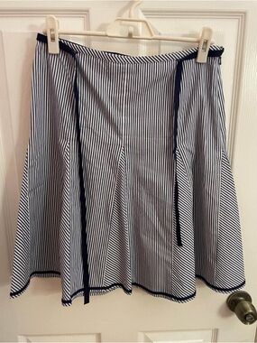 Classic Navy Stripe A-Line Skirt - Unbranded